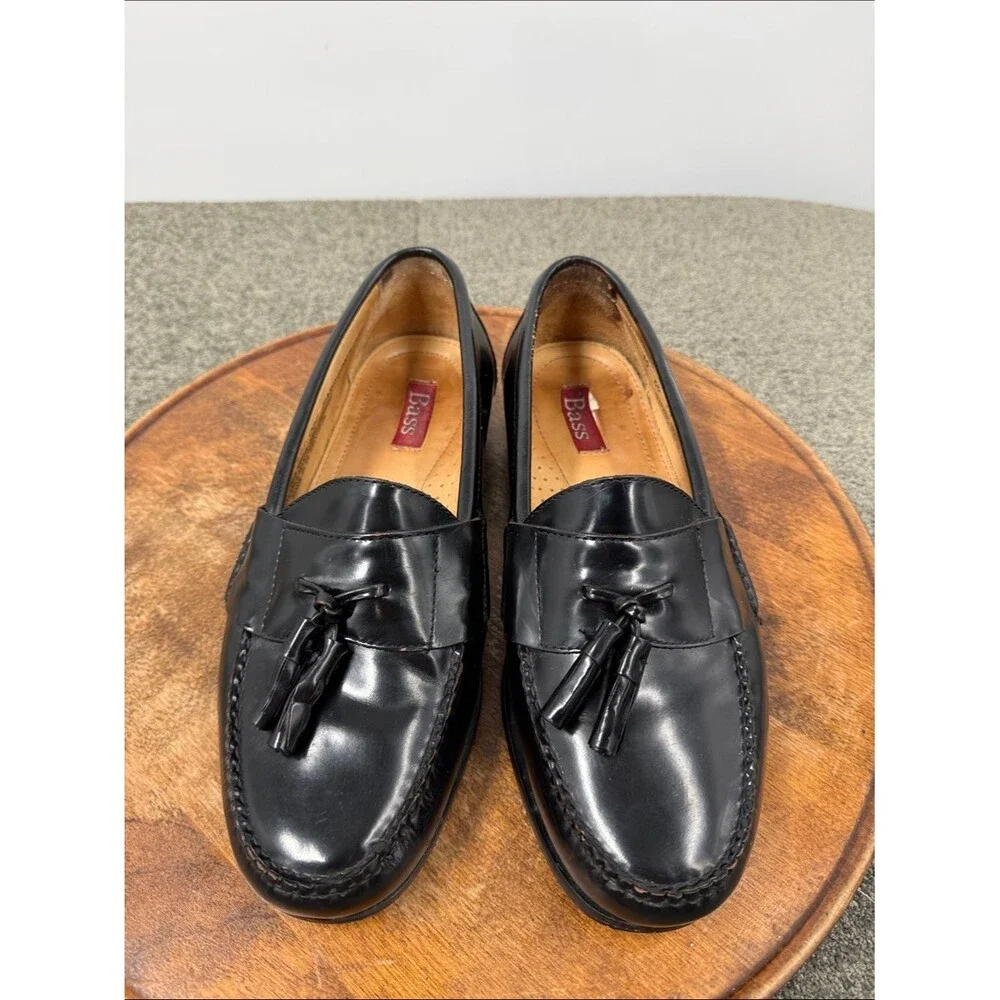 Bass Shoes Mens 10 EE Harrison II Blark Leather Tassel Loafers